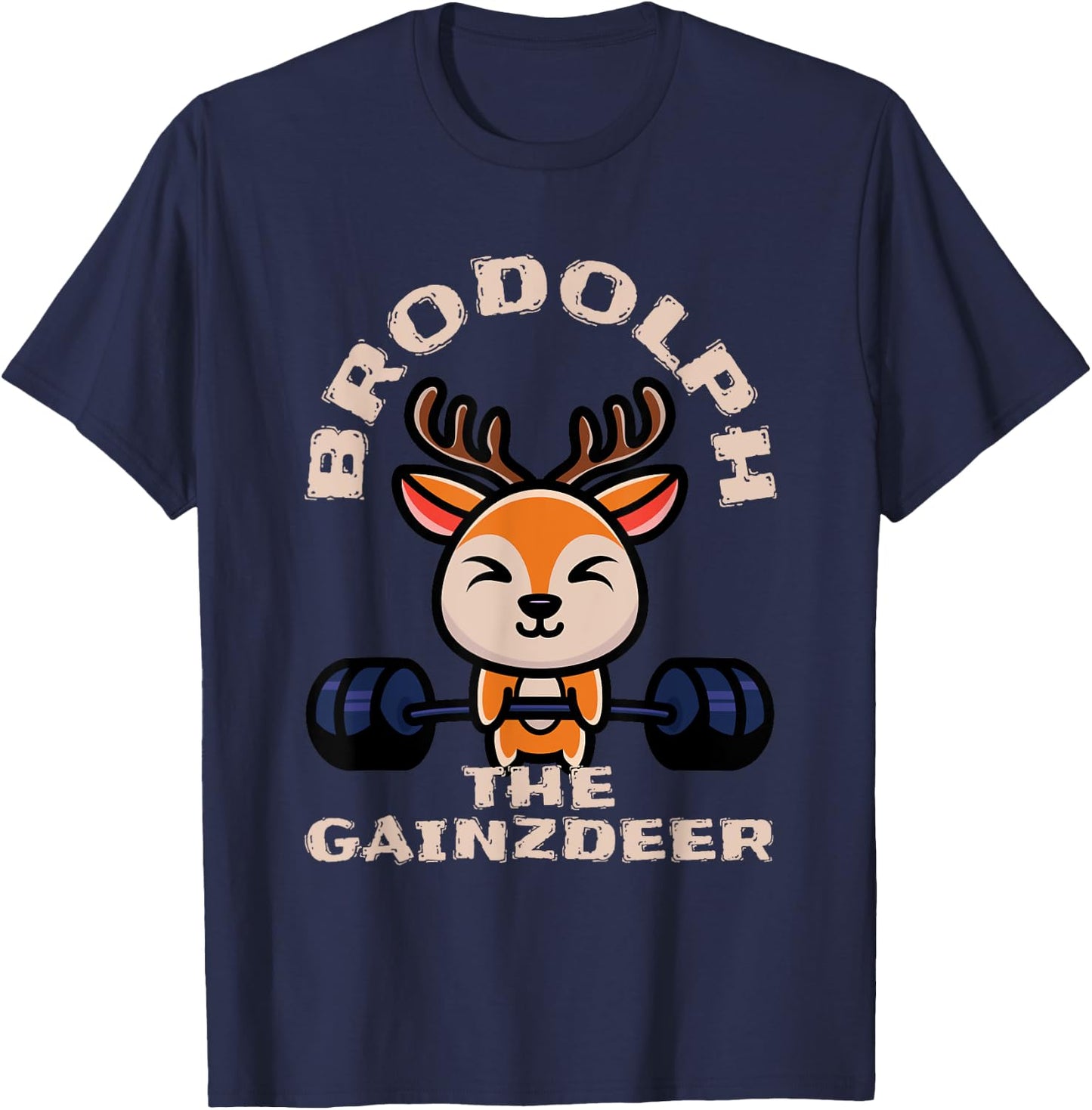 Bodybuilder Santa Weightlifting Fitness Christmas Workout T-Shirt - T-Shirt | Navy