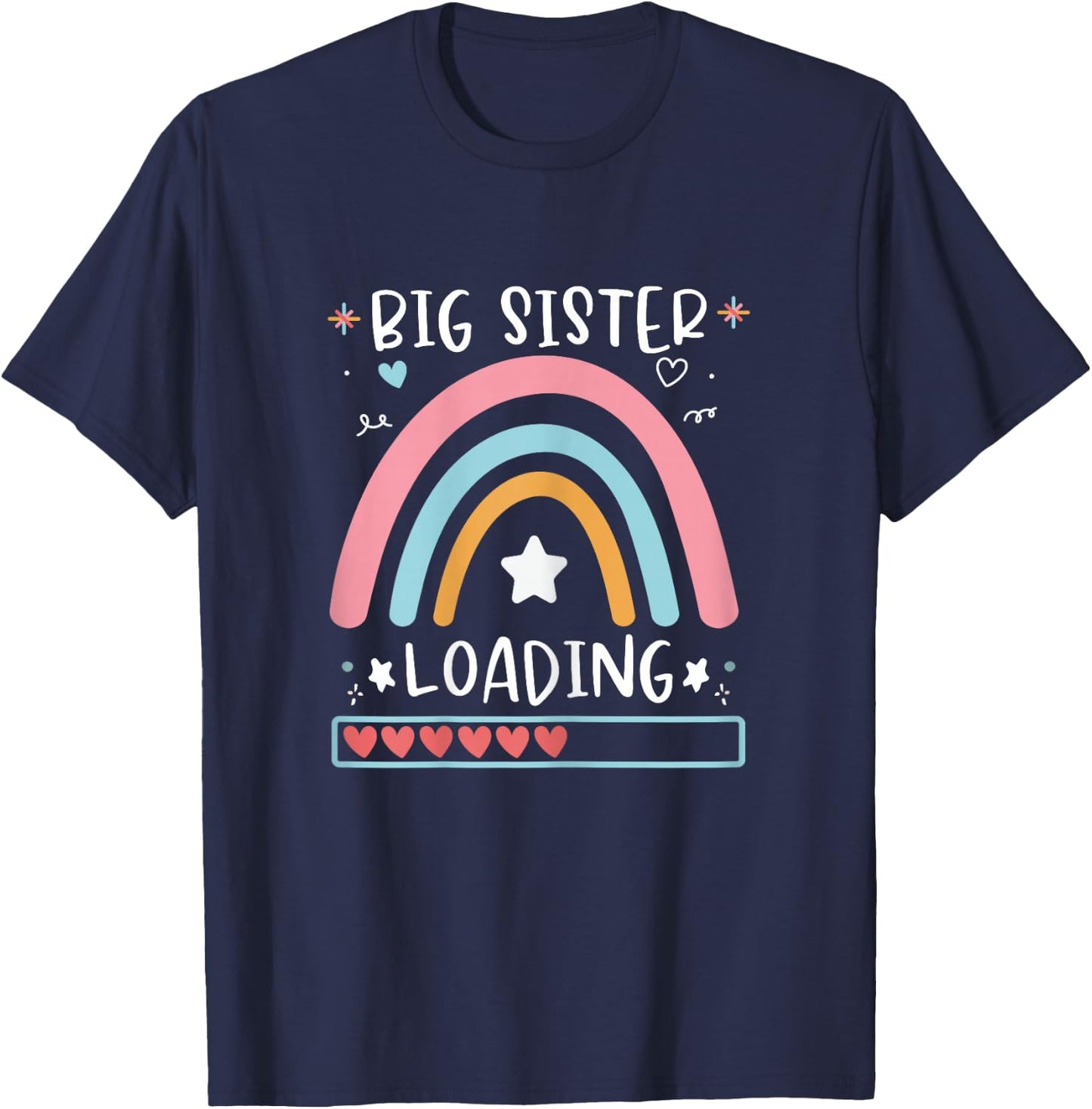 Big Sister Loading Big Sister Offspring Announcement 2025 T-Shirt - T-Shirt | Navy
