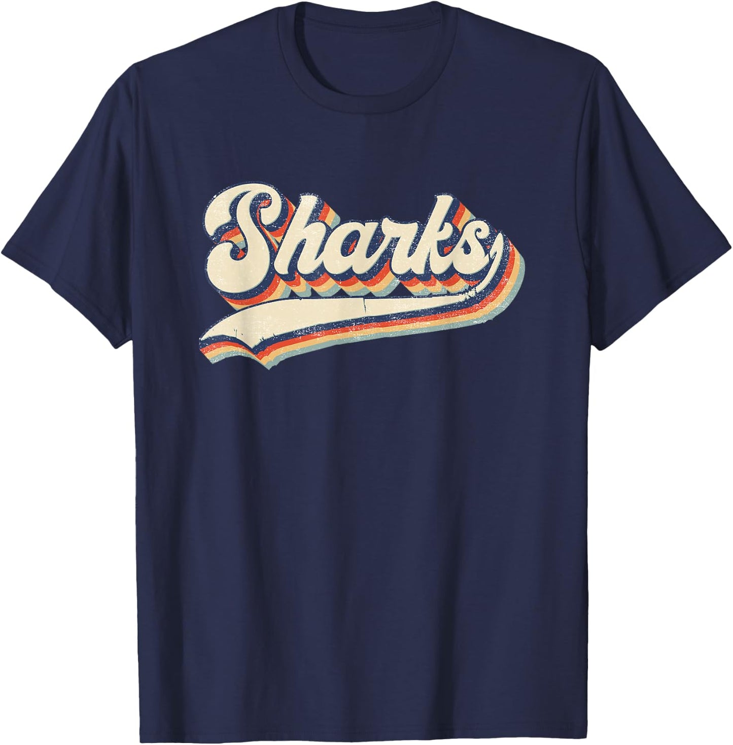 Sharks Sports Name Vintage Retro Gift Men Women Boy Girl T-Shirt - T-Shirt | Navy