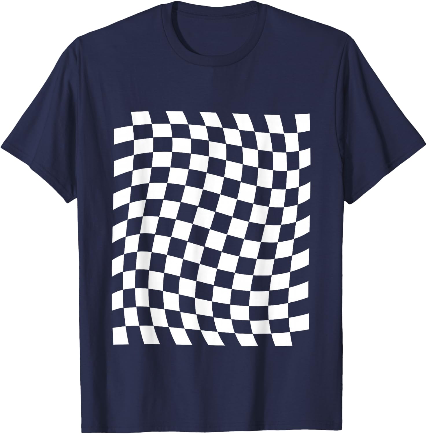 Black White Checkerboard T-Shirt - T-Shirt | Navy