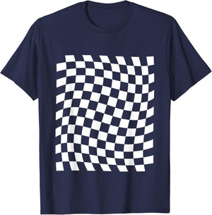 Black White Checkerboard T-Shirt - T-Shirt | Navy