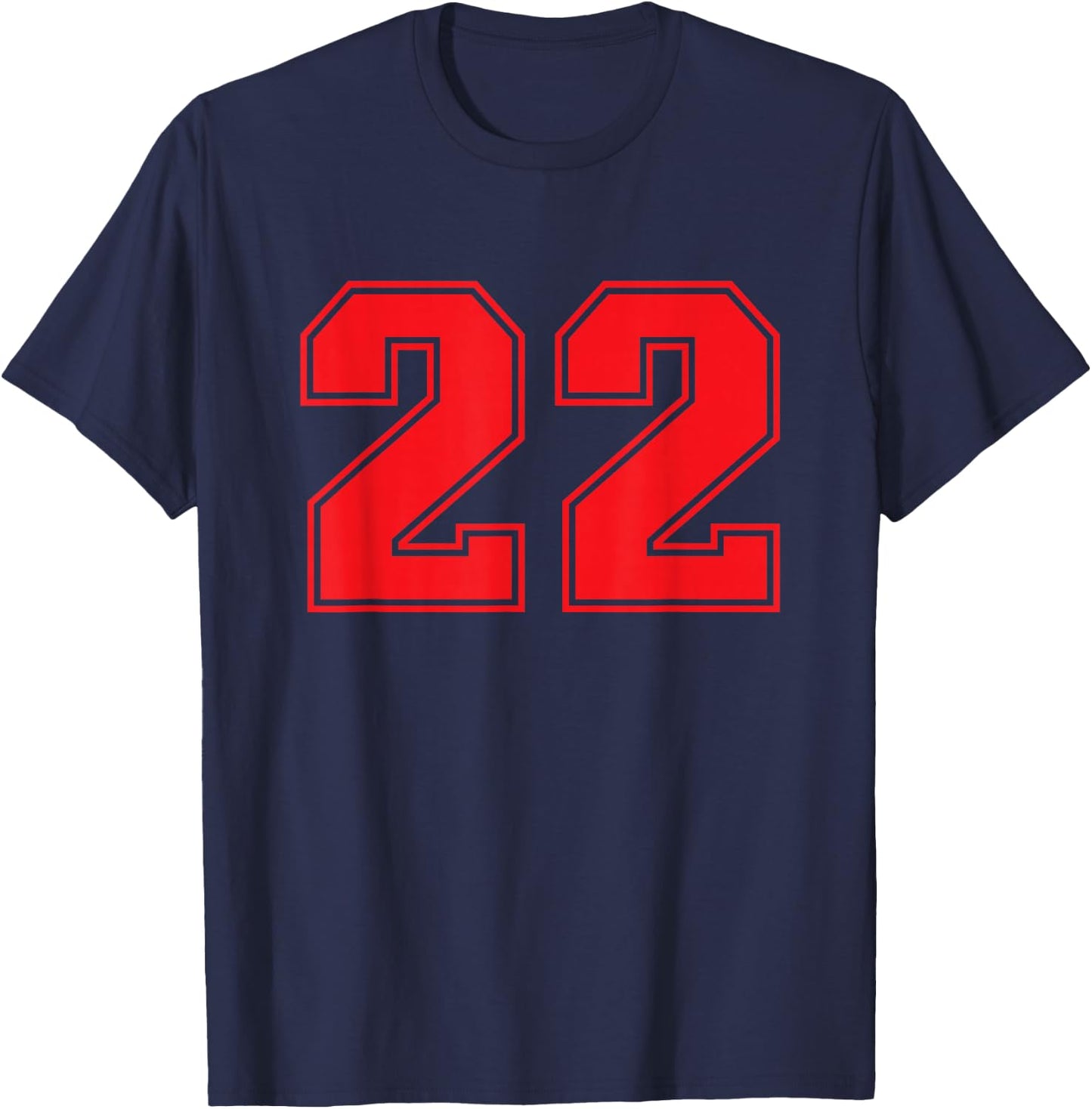 Red Sports Team Number #22 T-Shirt - T-Shirt | Navy