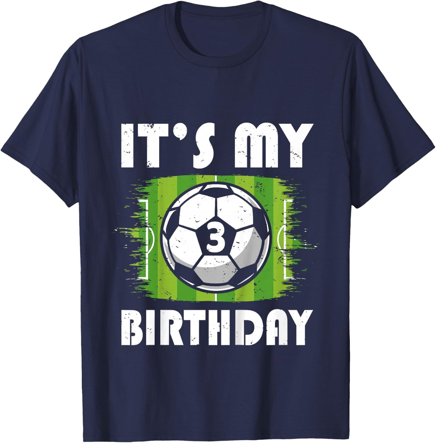Kids 3 Years Old Kids Soccer Player 3rd Birthday Boy T-Shirt - T-Shirt | Navy