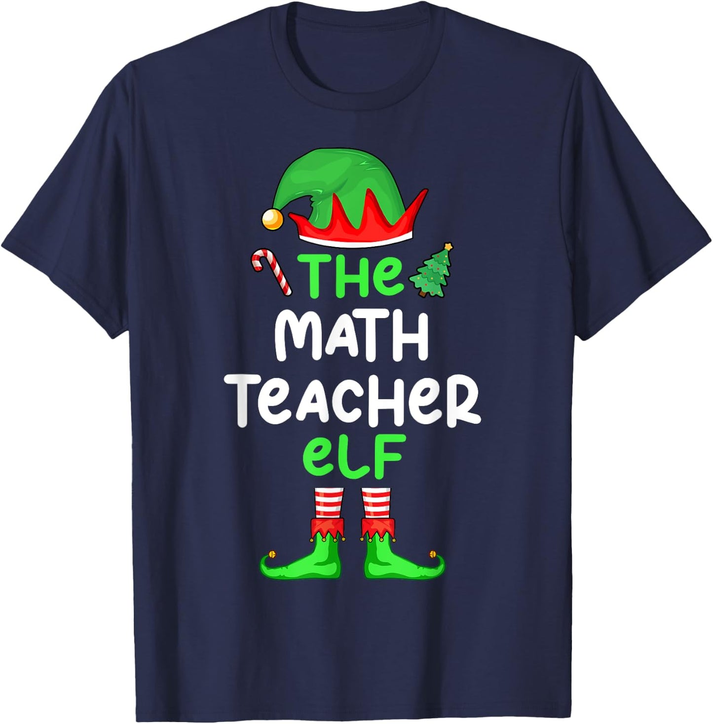 I'm The Math Teacher Elf Christmas Matching Pajama T-Shirt - T-Shirt | Navy