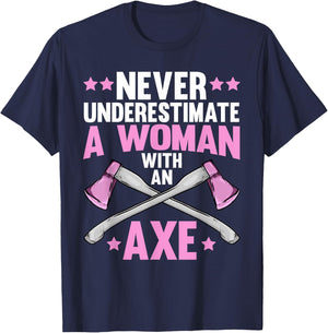 Cool Axe Throwing Girls Ax Thrower Tree Lumberjack T-Shirt - T-Shirt | Navy