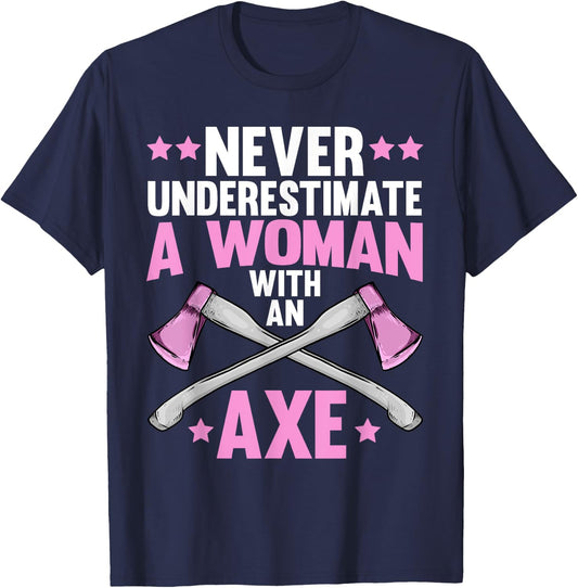 Cool Axe Throwing Girls Ax Thrower Tree Lumberjack T-Shirt - T-Shirt | Navy