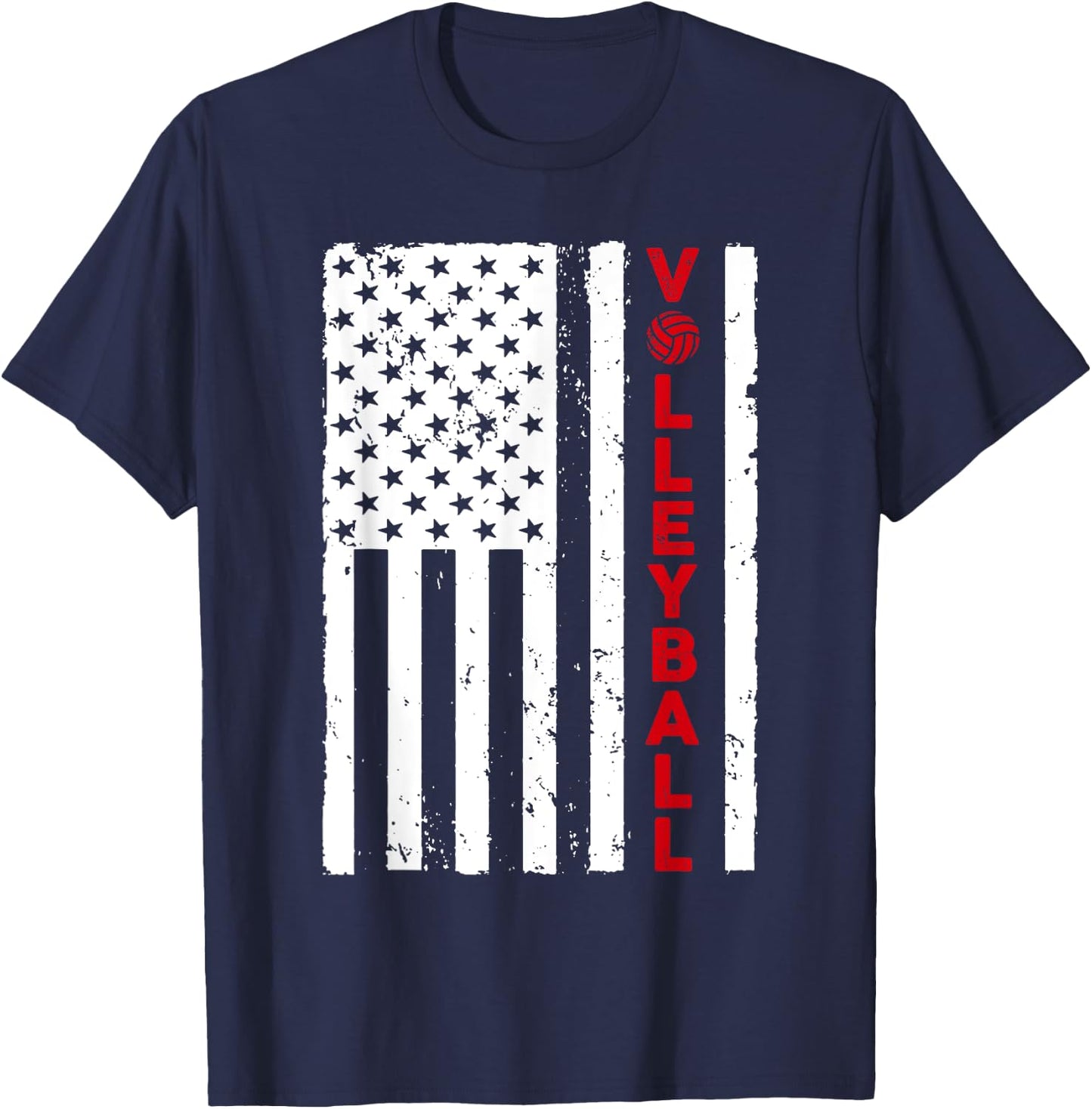 Funny Volleyball Design Women USA Patriotic Athlete T-Shirt - T-Shirt | Navy