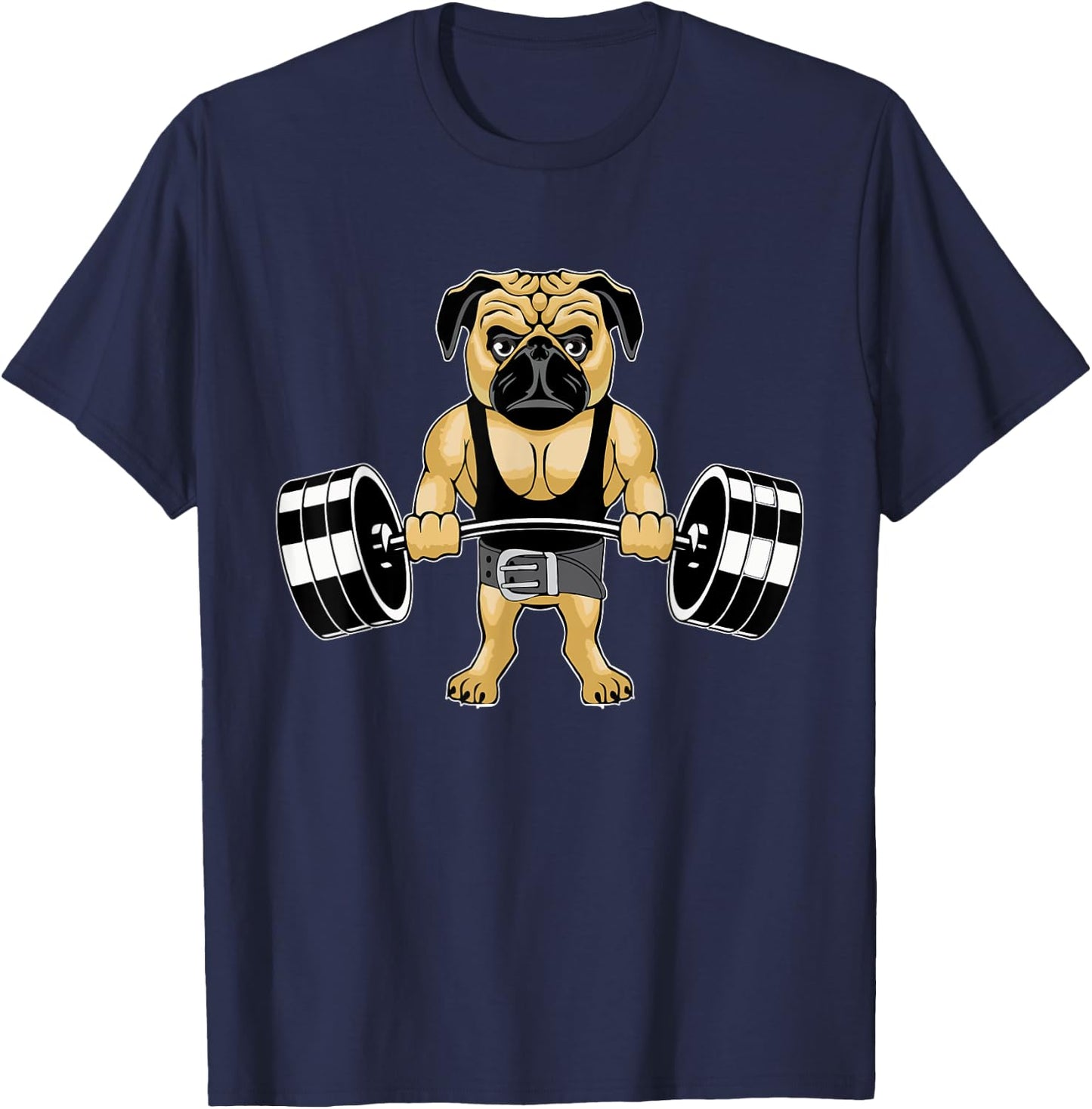Weightlifting Pug Deadlifting Dog Powerlifting Workout Gym Women Girls Kids T-Shirt - T-Shirt | Navy