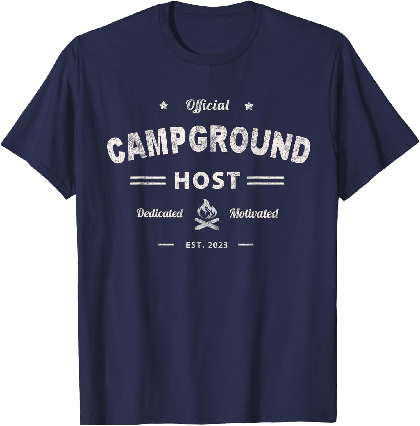 Vintage CAMPGROUND HOST Squad Summer Camp Staff Campsite T-Shirt - T-Shirt | Navy