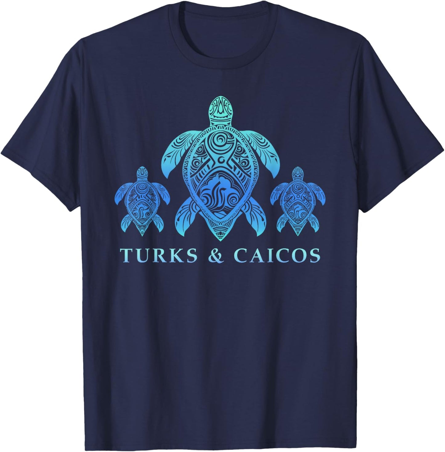 Turks & Caicos Tribal Green and Hawksbill Turtles Unity T-Shirt - T-Shirt | Navy