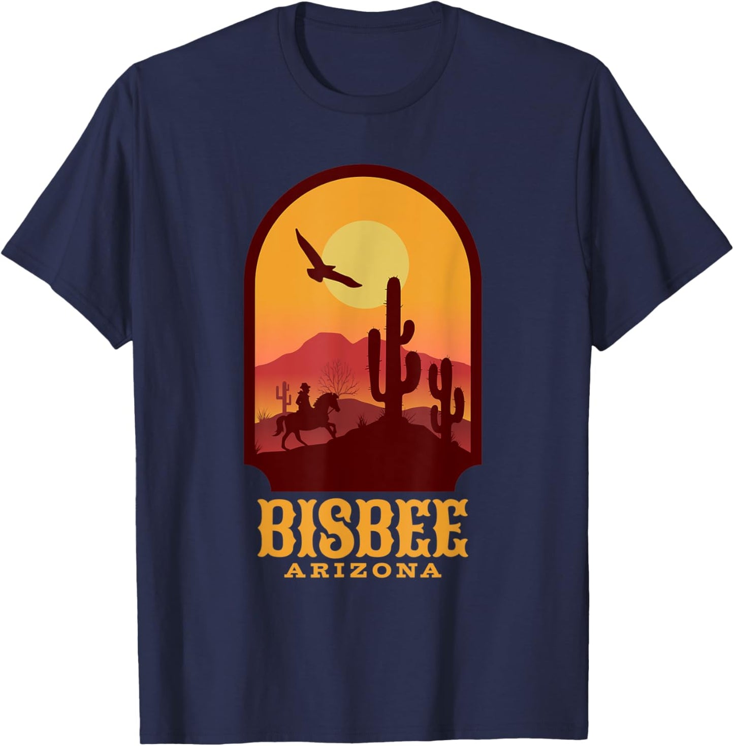 Yellow Sunset in Bisbee Arizona T-Shirt - T-Shirt | Navy
