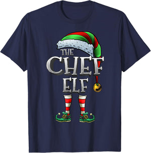 The Chef Elf Shirt Matching Family Chef Christmas Elf Cook T-Shirt - T-Shirt | Navy