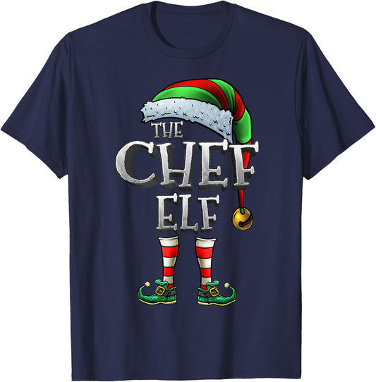 The Chef Elf Shirt Matching Family Chef Christmas Elf Cook T-Shirt - T-Shirt | Navy