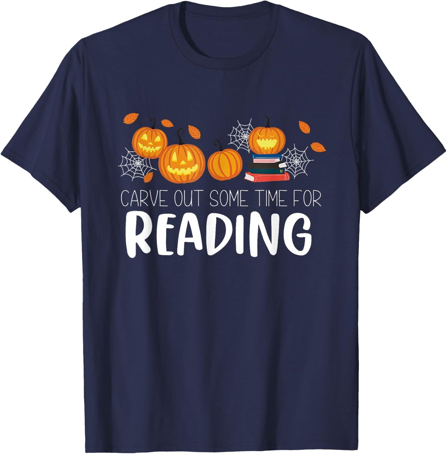 Carve Out Some Time For Reading Pumpkin T-Shirt - T-Shirt | Navy
