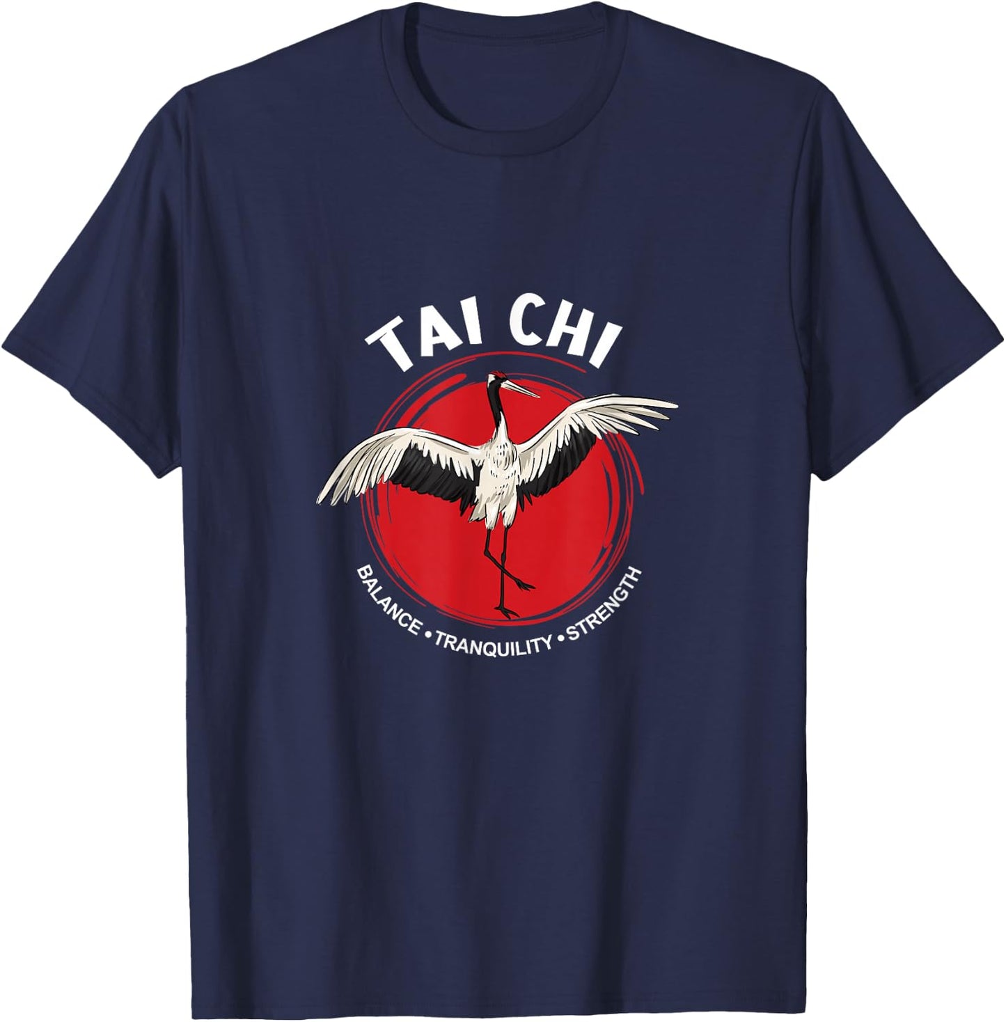 Tai Chi Crane Balance Tranquility Strength - Qigong Tai Chi Small T-Shirt - T-Shirt | Navy
