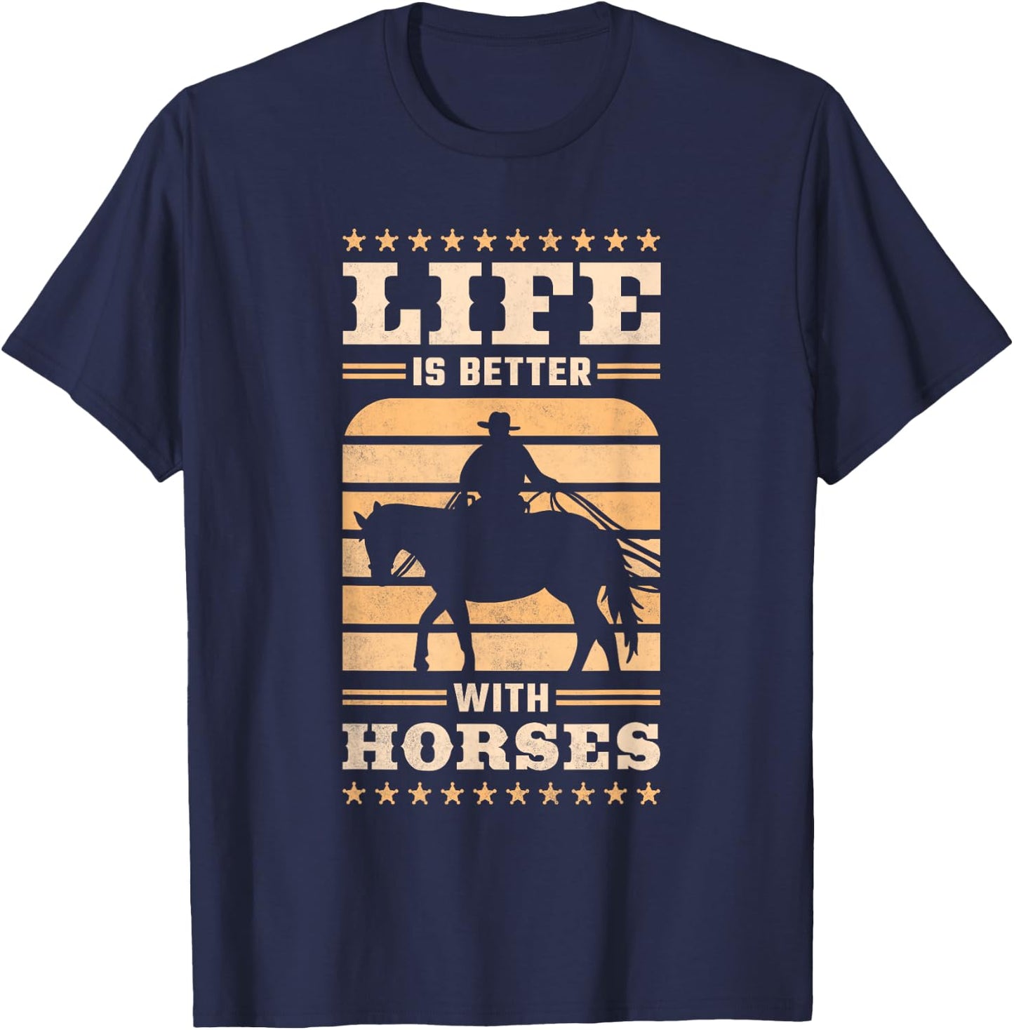Life Is Better With Horses T-Shirt - T-Shirt | Navy