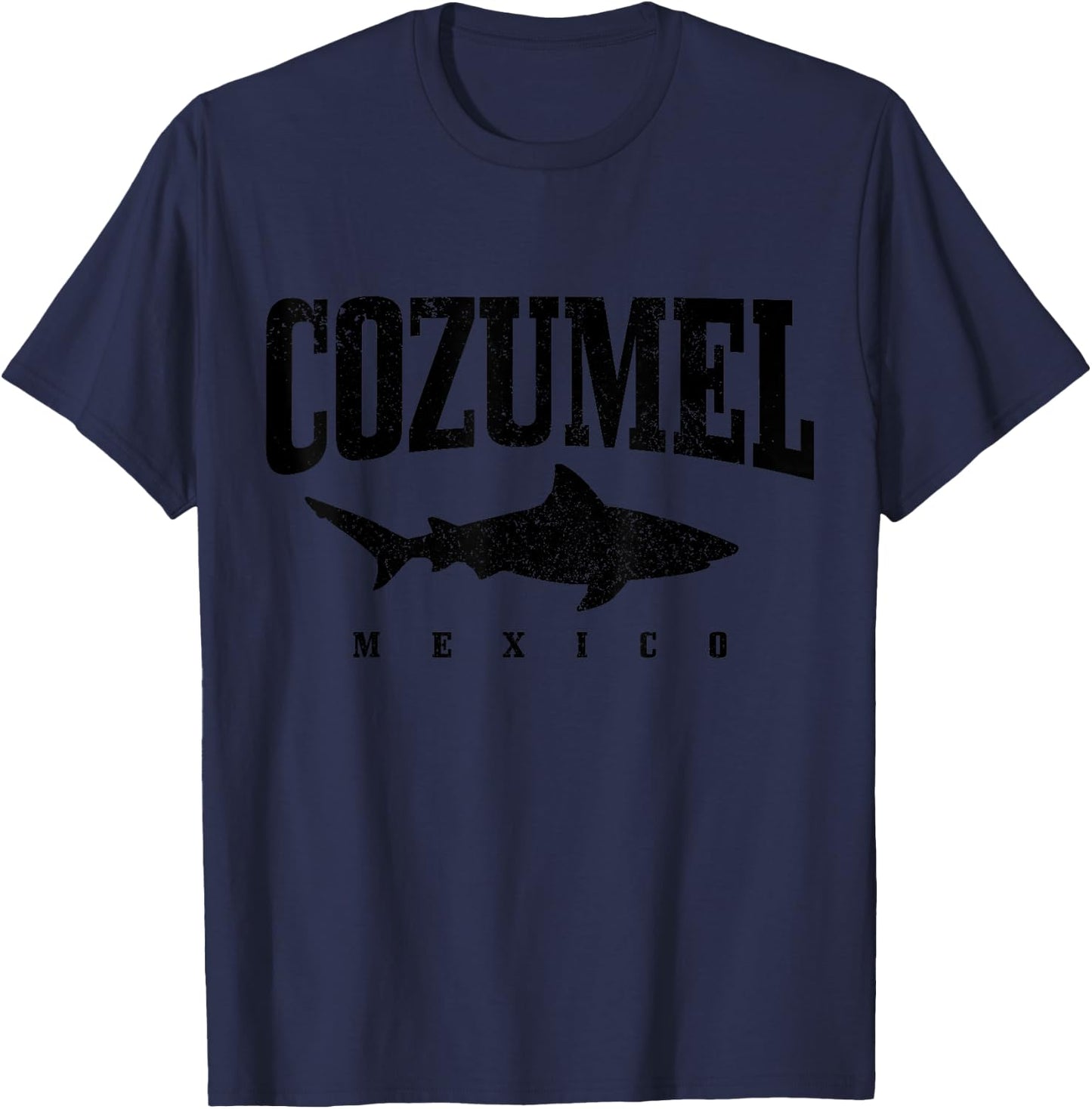 Cozumel Beach Mexico Diving Sharks Vintage T-Shirt - T-Shirt | Navy