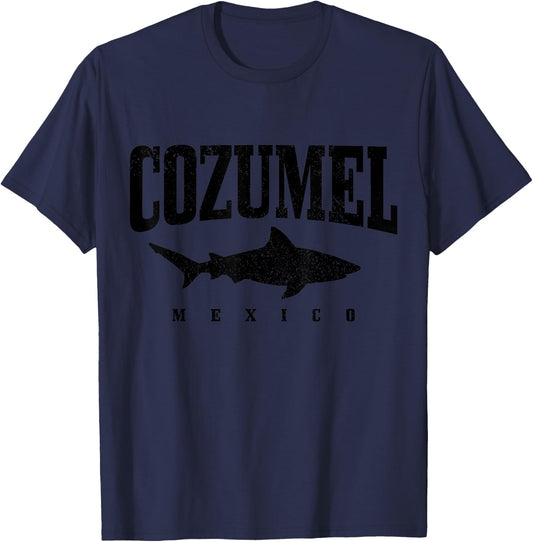 Cozumel Beach Mexico Diving Sharks Vintage T-Shirt - T-Shirt | Navy