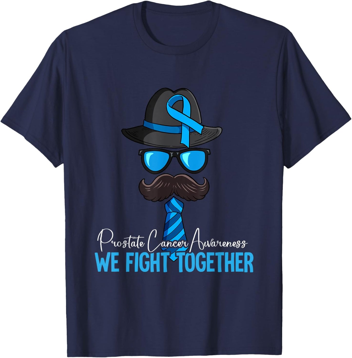 Prostate Cancer Awareness Gift Prostate Cancer Awareness -Adults, -Kids Black Short Sleeve Classic Fit U-Neck T-Shirt - T-Shirt | Navy