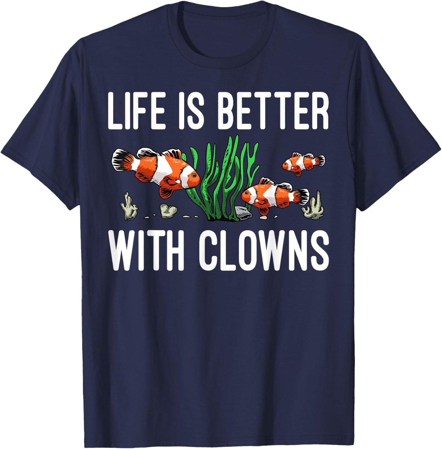 Cute Love Ocean Animals Fish Tank Humor Designs Funny Aquarium Clown Fish Gift Women Fish Lovers T-Shirt - T-Shirt | Navy