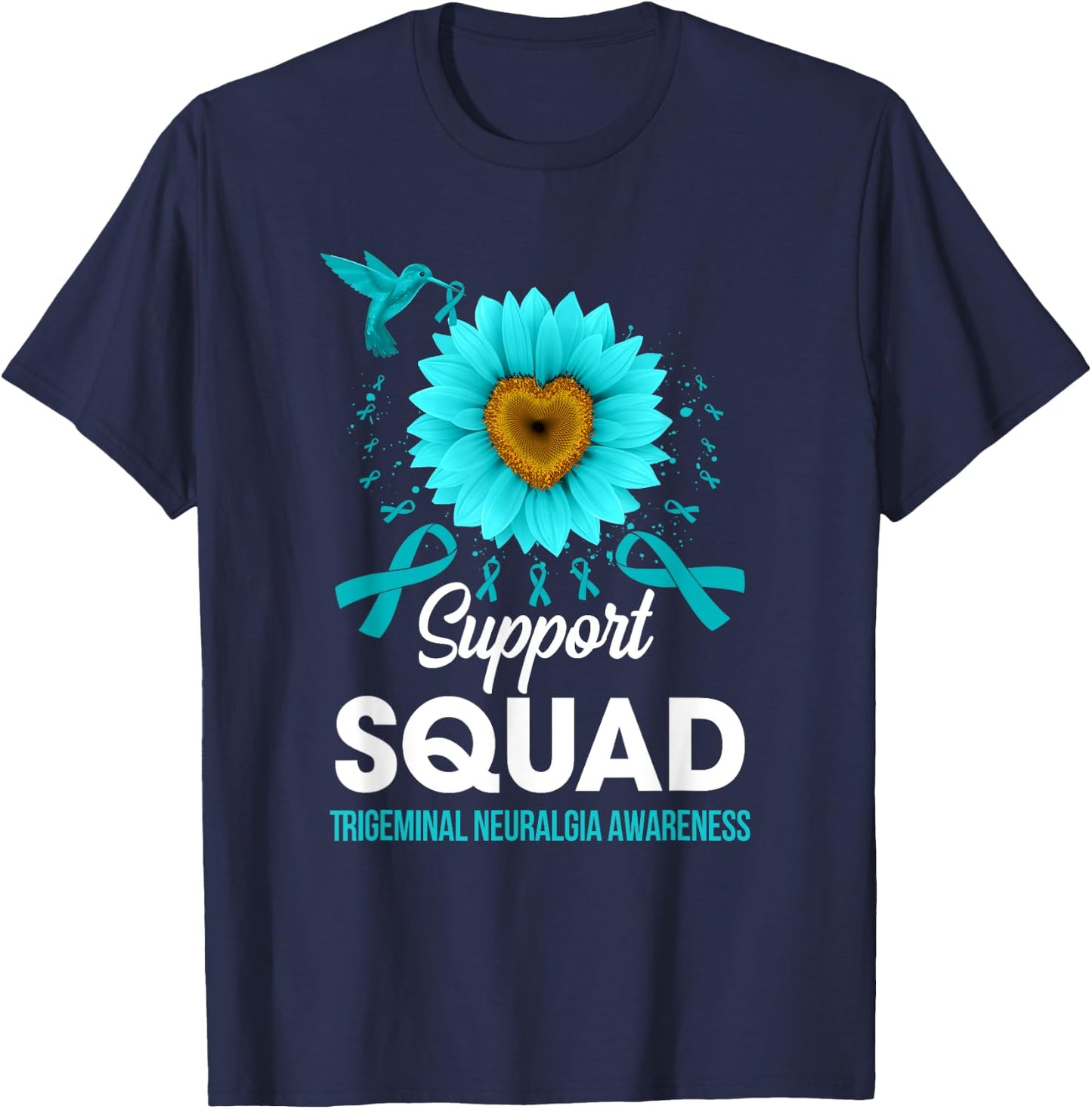 Support Squad Trigeminal Neuralgia Awareness Hummingbird T-Shirt - T-Shirt | Navy