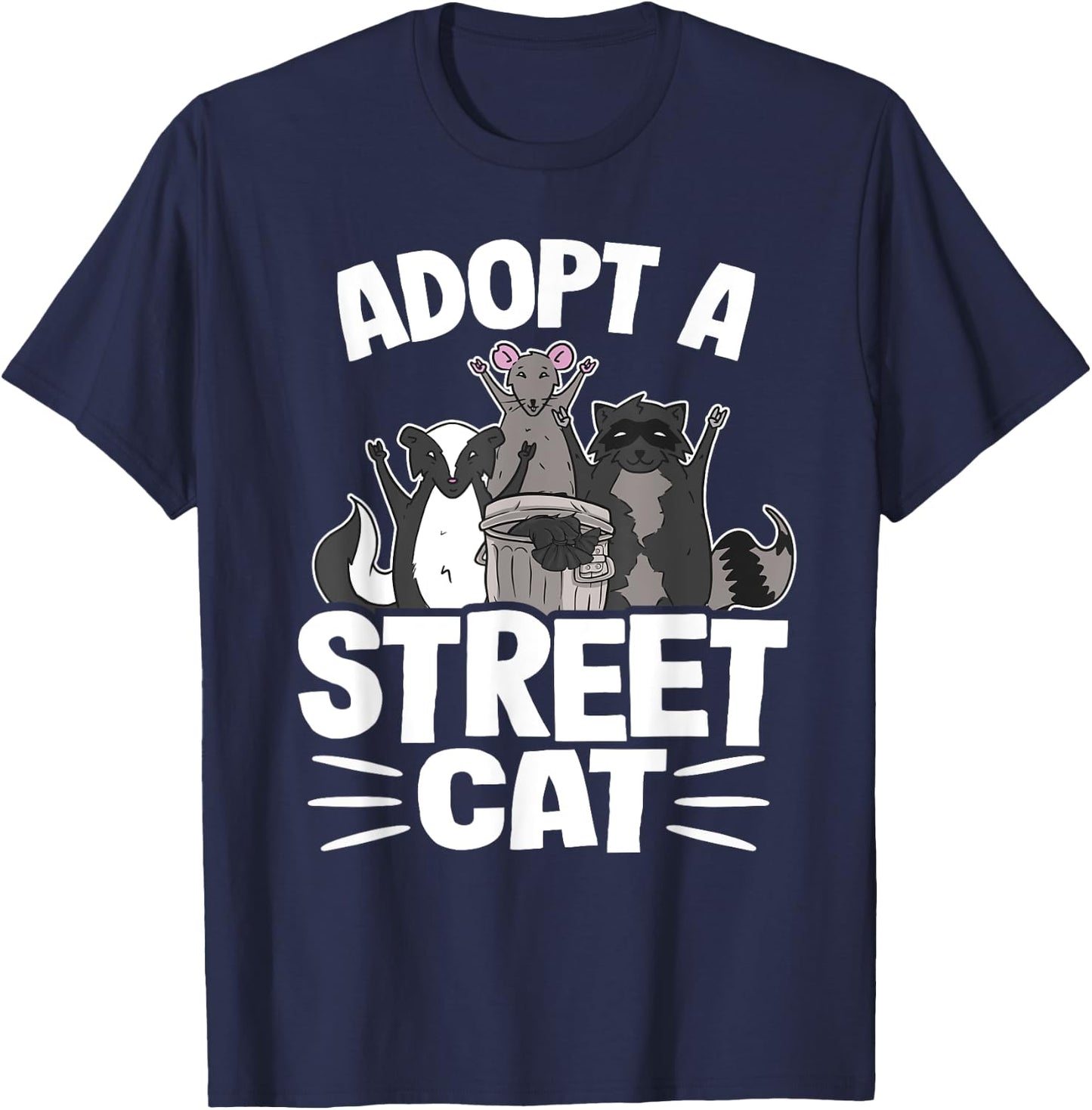 Adopt A Street Cat Skunk Rat Raccoon Women Kids T-Shirt - T-Shirt | Navy
