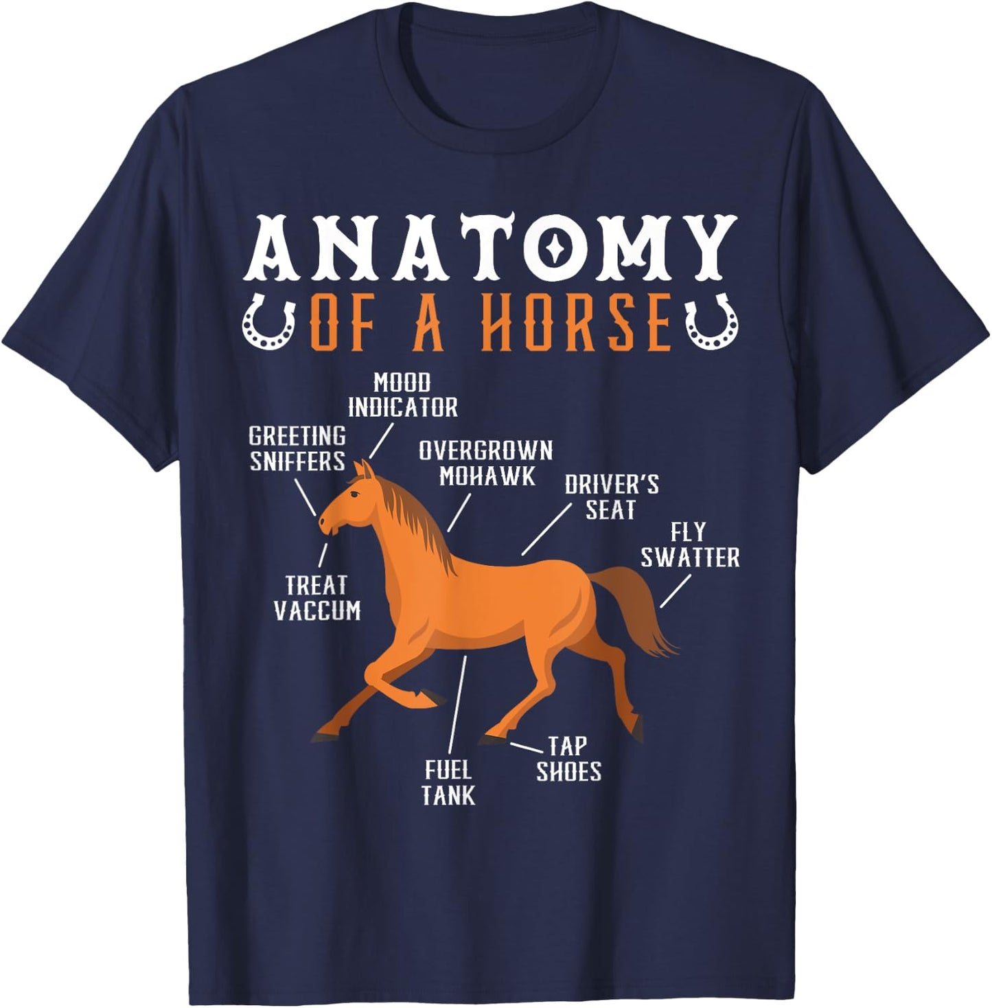 Equestrian Riding Anatomy Of A Horse Lover T-Shirt - T-Shirt | Navy