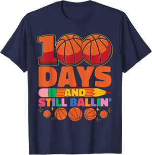 Kids Basketball 100th Day Of School 100 Days Of School T-Shirt - T-Shirt | Navy