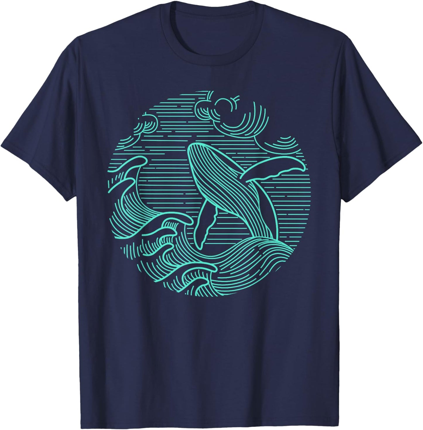 Humpback Whale Marine Life Ocean Nature Sea Blue Waves T-Shirt - T-Shirt | Navy