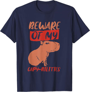 Beware Of My Capy-Bilities Lover Capybara Capybaras Rodent T-Shirt - T-Shirt | Navy
