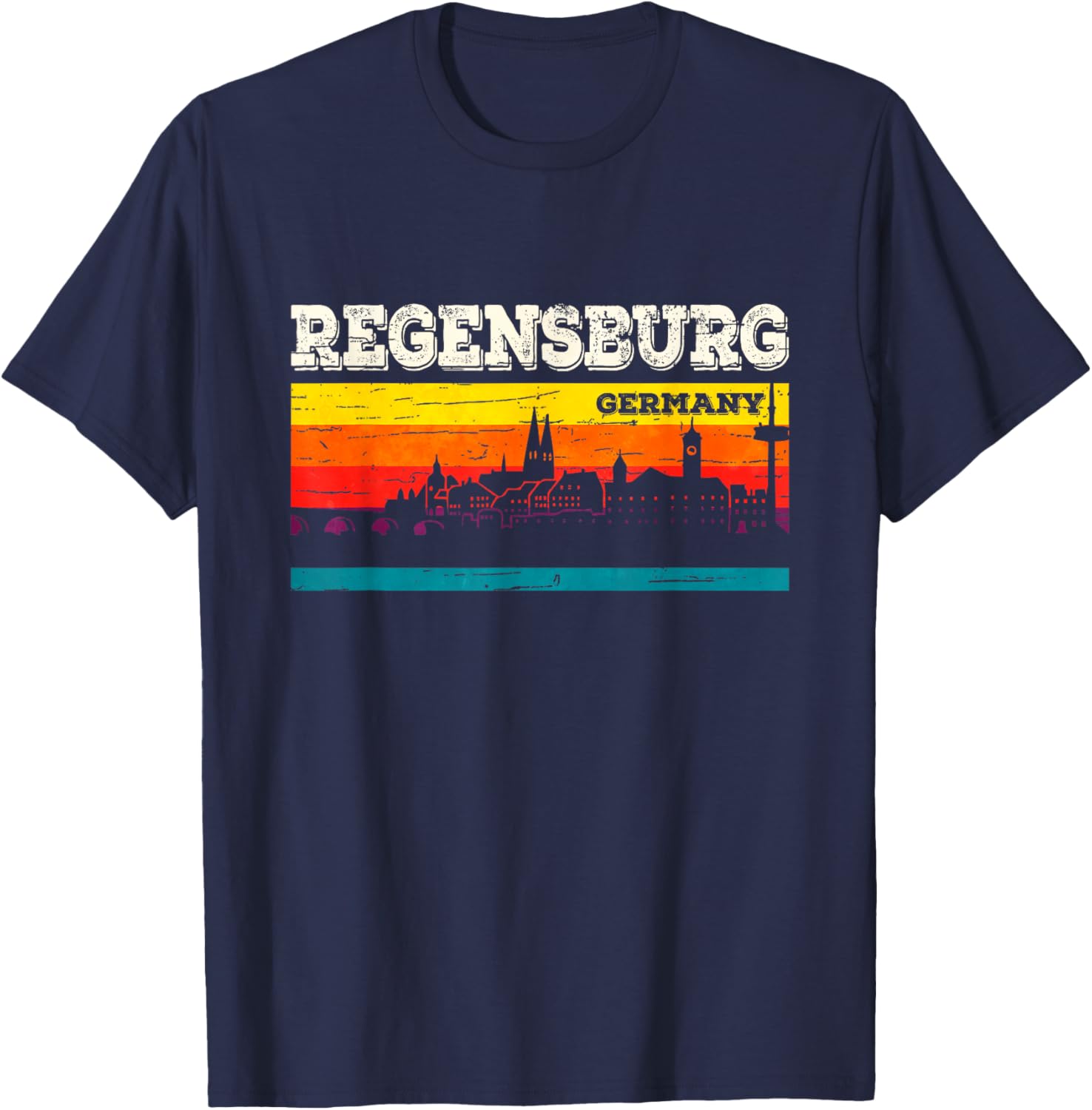 Regensburg Skyline Funny Regensburger Germany T-Shirt - T-Shirt | Navy
