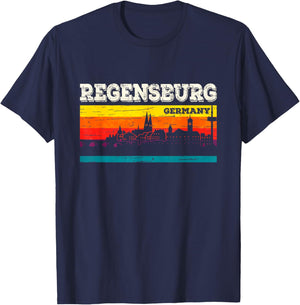 Regensburg Skyline Funny Regensburger Germany T-Shirt - T-Shirt | Navy