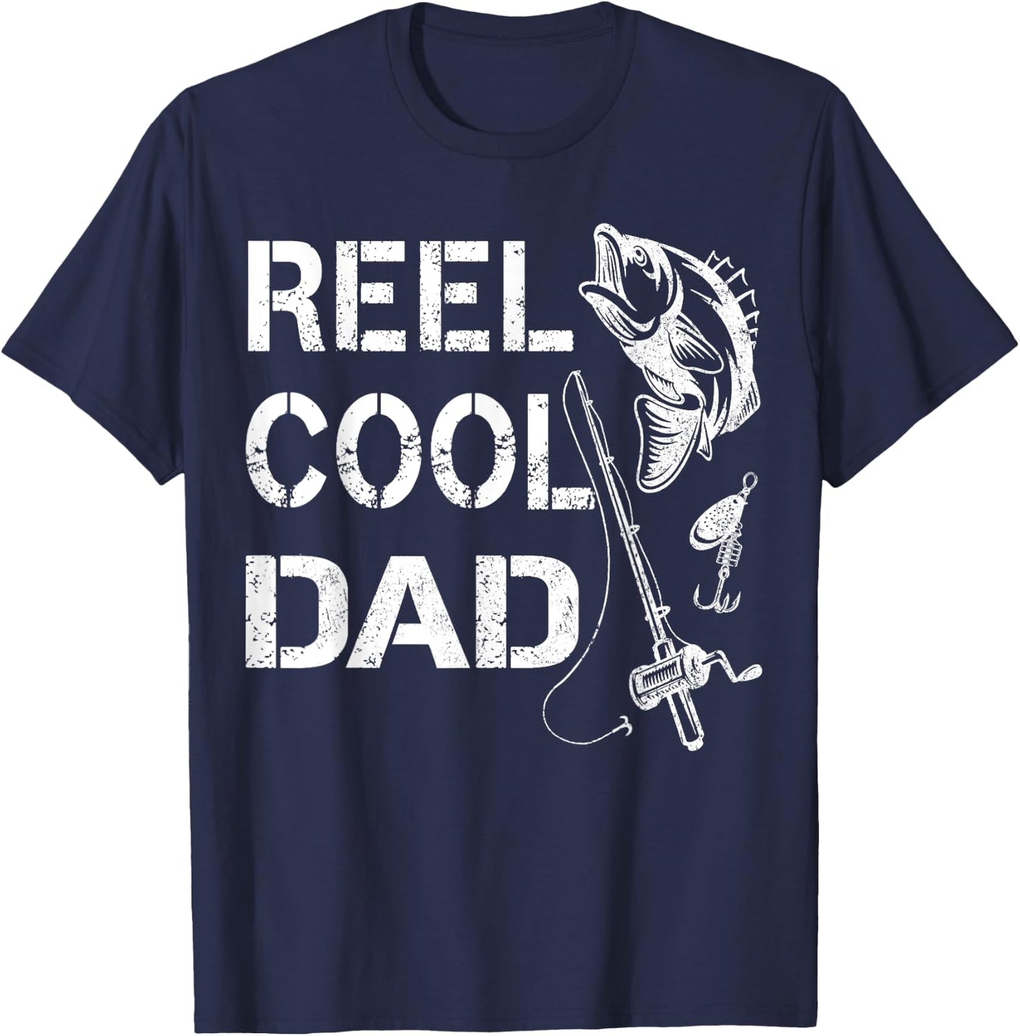 Reel Cool Dad Fishing Daddy Father's Day Gift Shirt T-Shirt - T-Shirt | Navy