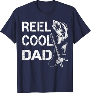 Reel Cool Dad Fishing Daddy Father's Day Gift Shirt T-Shirt - T-Shirt | Navy