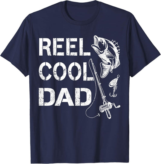 Reel Cool Dad Fishing Daddy Father's Day Gift Shirt T-Shirt - T-Shirt | Navy