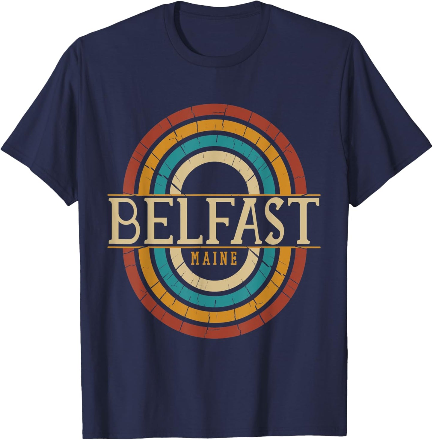 Vintage Retro Belfast Maine ME Women Men Souvenirs T-Shirt - T-Shirt | Navy
