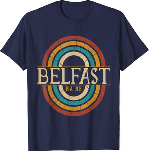 Vintage Retro Belfast Maine ME Women Men Souvenirs T-Shirt - T-Shirt | Navy