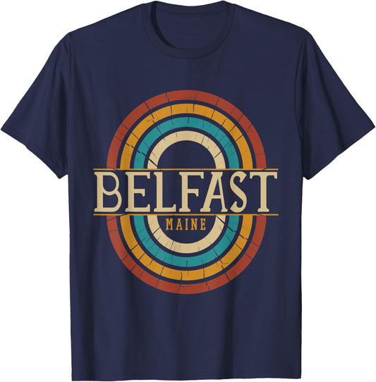 Vintage Retro Belfast Maine ME Women Men Souvenirs T-Shirt - T-Shirt | Navy