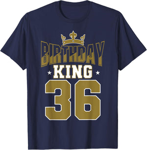 Birthday King 36 Bday Party Celebration 36th Royal Theme T-Shirt - T-Shirt | Navy