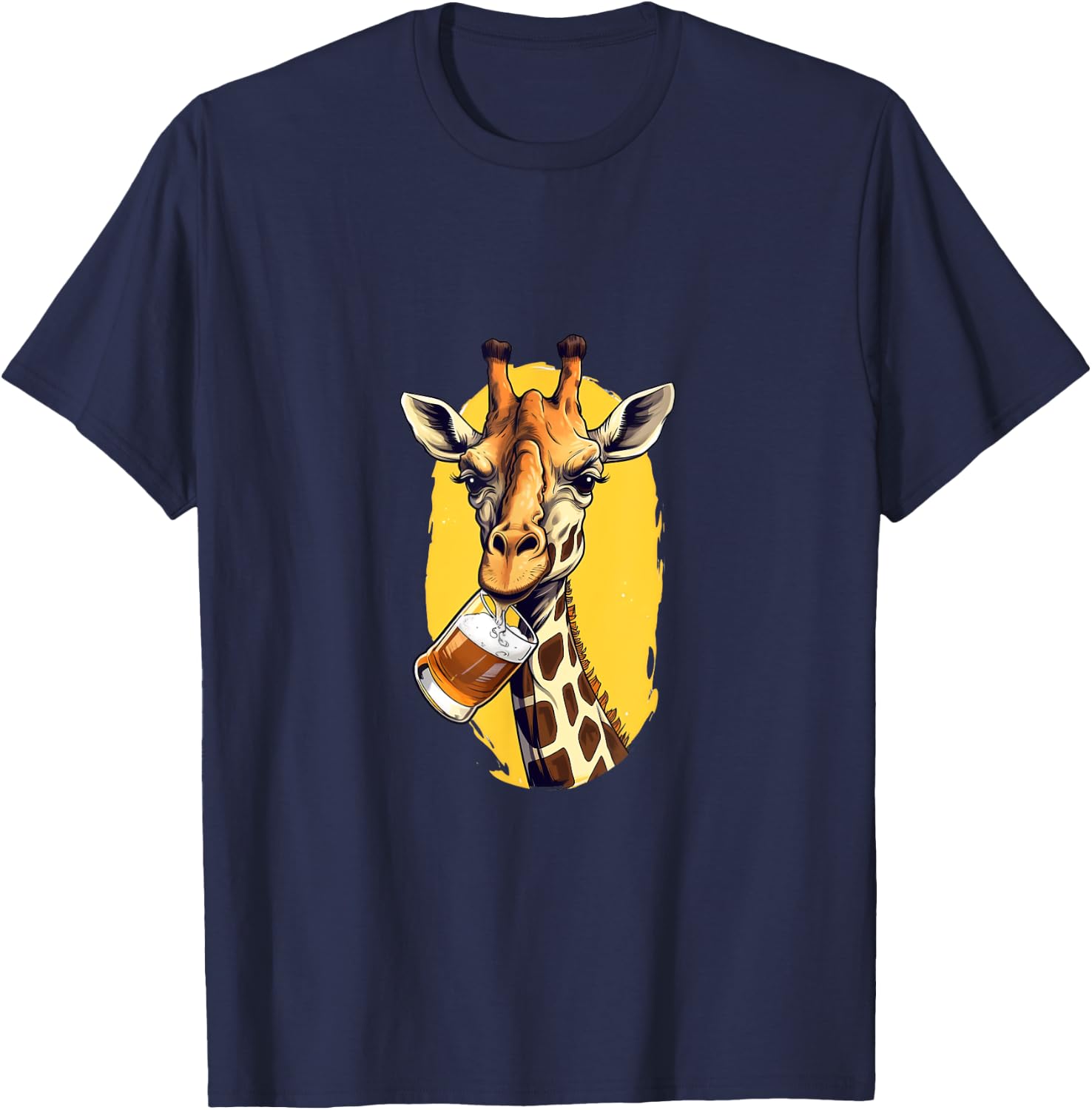 Giraffe Drinking Beer Funny Beer Drinker Safari Zoo Animal T-Shirt - T-Shirt | Navy