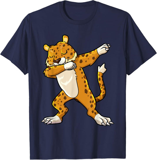 Dabbing Jaguar Safari Animal Cat Lover Men Women Kids T-Shirt - T-Shirt | Navy