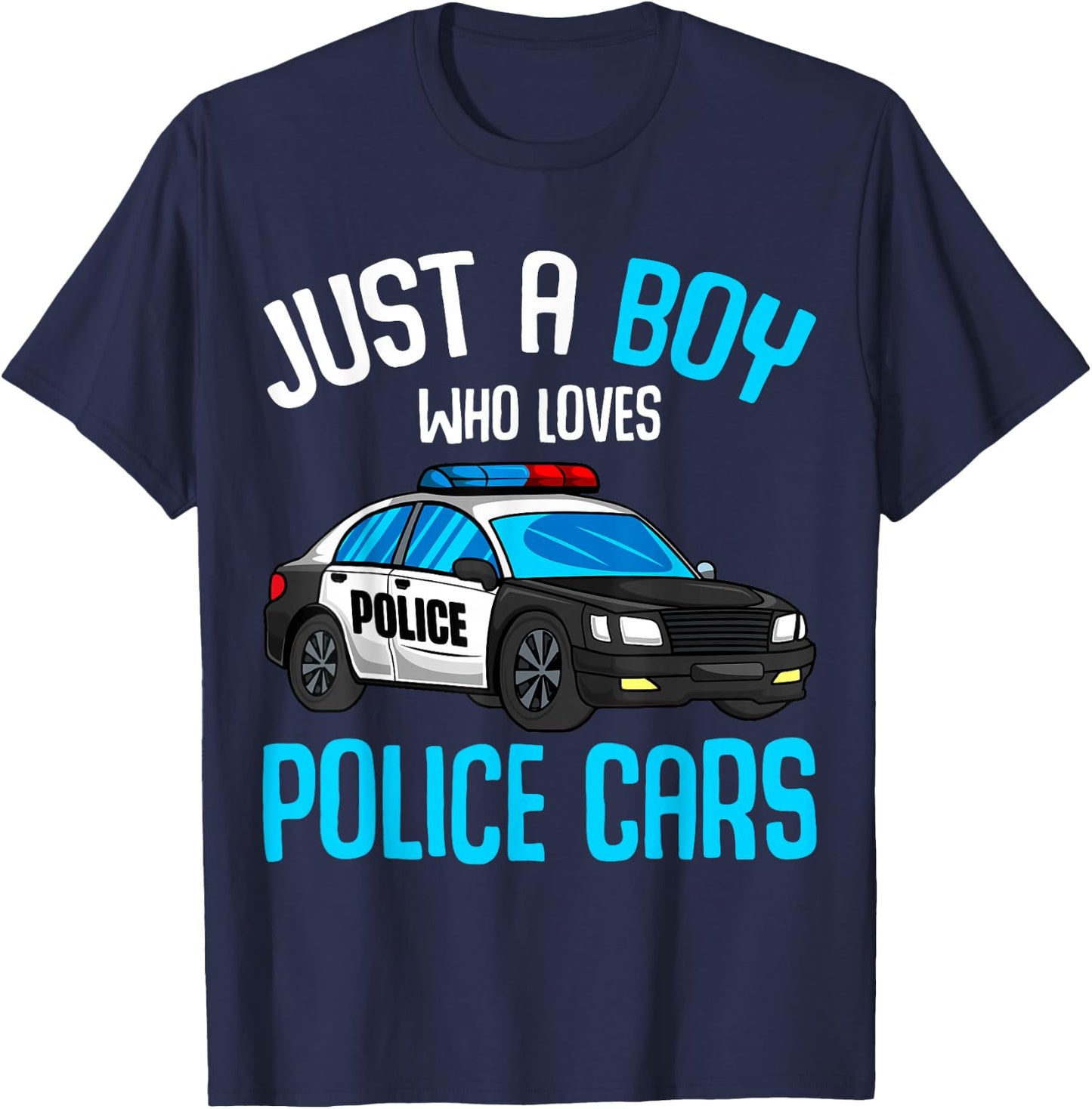Just a Boy who loves Police Cars Officer Policeman Kids T-Shirt - T-Shirt | Navy