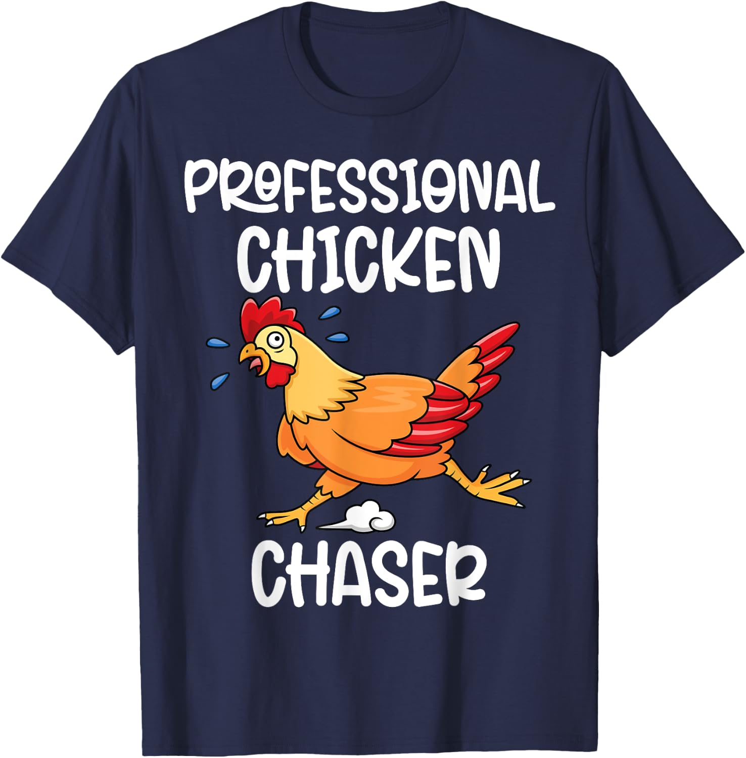 Professional Chicken Chaser Funny Farm Farmer Kids Running T-Shirt - T-Shirt | Navy
