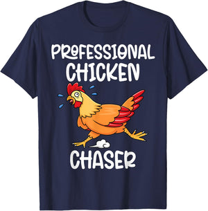 Professional Chicken Chaser Funny Farm Farmer Kids Running T-Shirt - T-Shirt | Navy