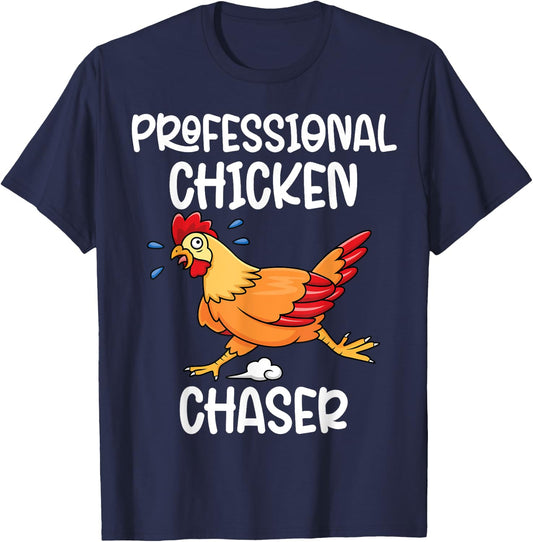 Professional Chicken Chaser Funny Farm Farmer Kids Running T-Shirt - T-Shirt | Navy