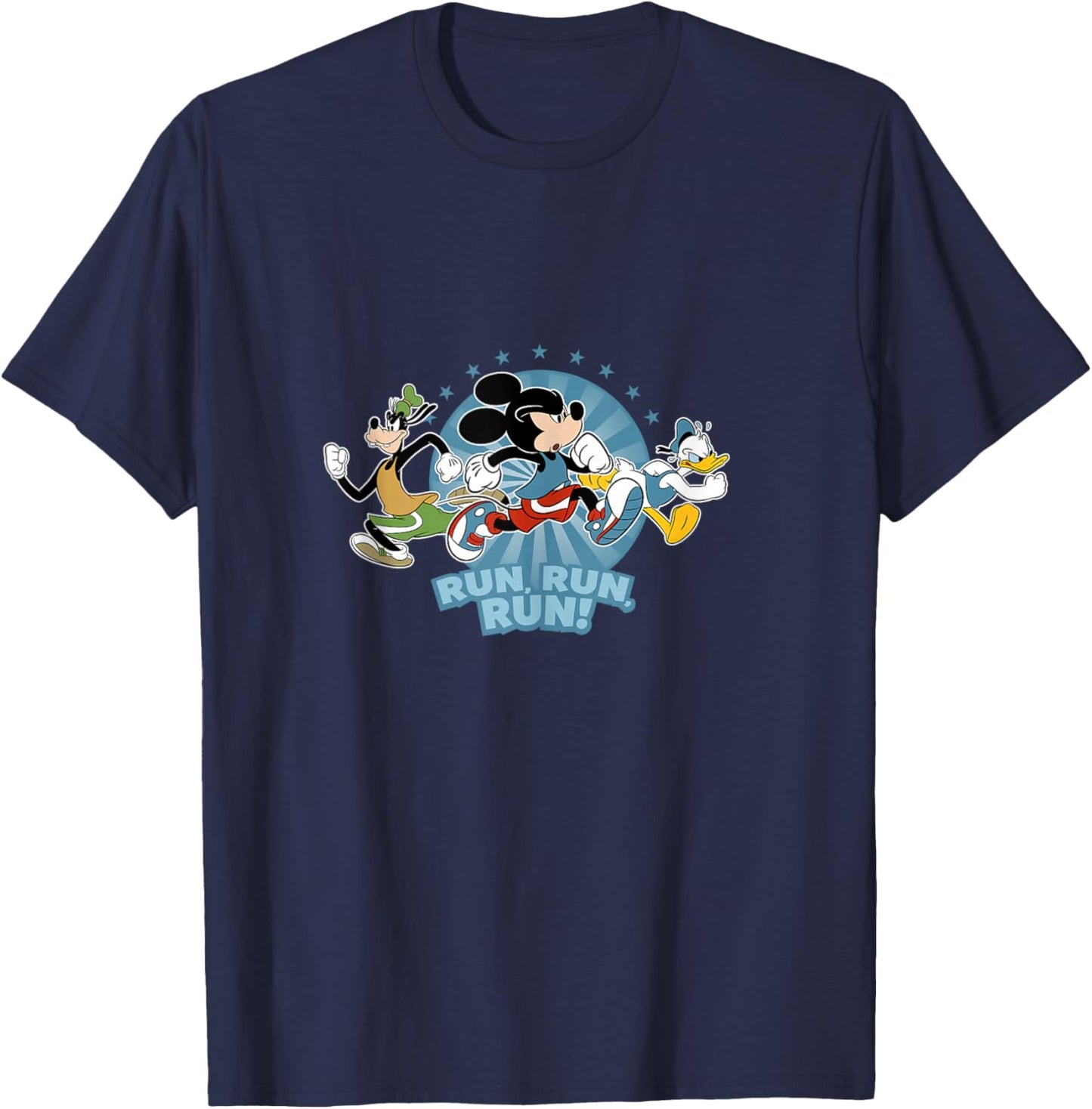 Disney Mickey Goofy and Donald Run Run Run! Marathon Running T-Shirt - T-Shirt | Navy