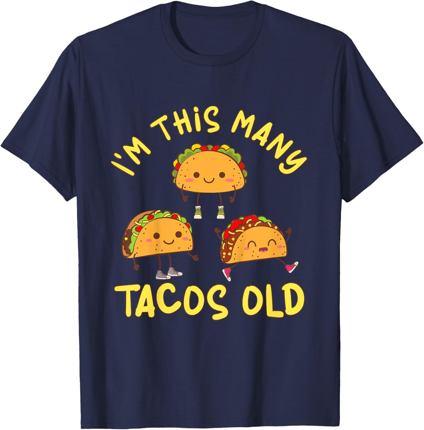 Kids 3 Years Old Boy Tacos Old 3rd Birthday Kids T-Shirt - T-Shirt | Navy