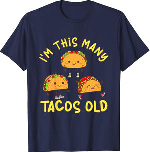 Kids 3 Years Old Boy Tacos Old 3rd Birthday Kids T-Shirt - T-Shirt | Navy