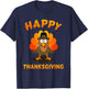 Happy thanksgiving with cute turkey for holiday season T-Shirt - T-Shirt | Navy