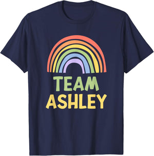 Happy Colorful Team Ashley Rainbow Pride Green Yellow T-Shirt - T-Shirt | Navy